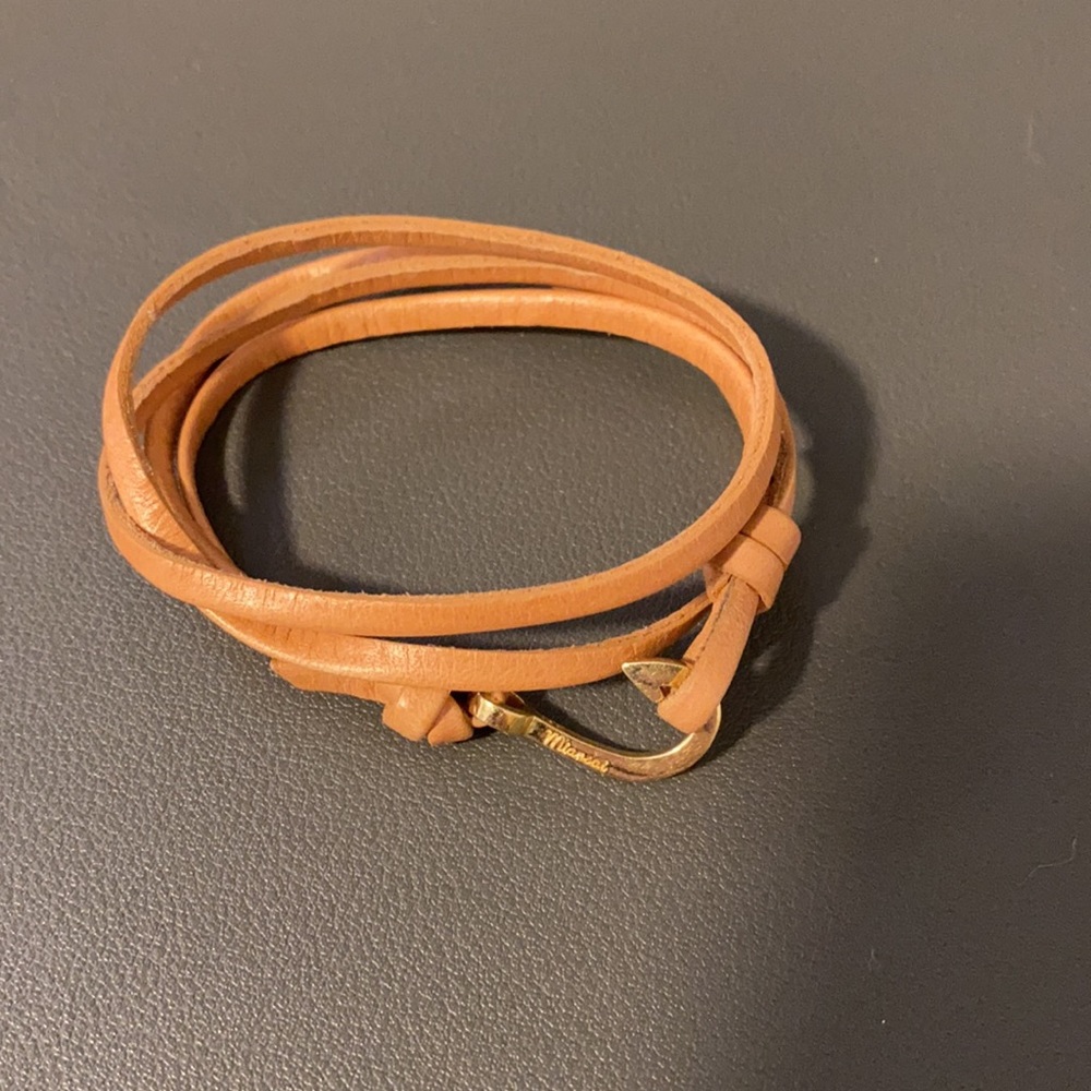 Miansai 14K SOLID Gold Mini Hook Leather Bracelet